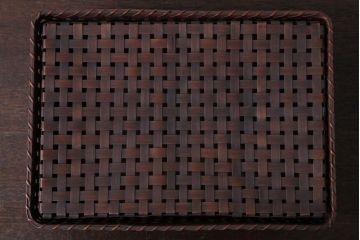 アンティーク雑貨　古民具・骨董　竹編みの小物収納アンティーク小箱(蓋付き)