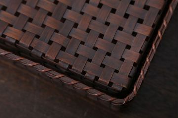 アンティーク雑貨　古民具・骨董　竹編みの小物収納アンティーク小箱(蓋付き)