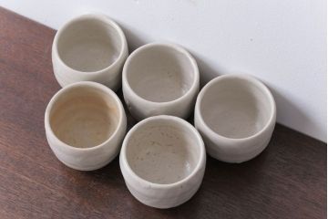 アンティーク雑貨　人間国宝　松井康成　月崇寺窯　湯呑5点(茶碗)　