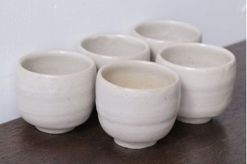 アンティーク雑貨　人間国宝　松井康成　月崇寺窯　湯呑5点(茶碗)　