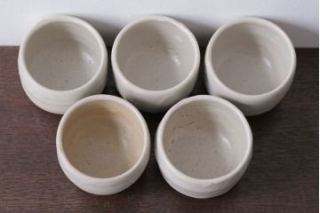 アンティーク雑貨　人間国宝　松井康成　月崇寺窯　湯呑5点(茶碗)　