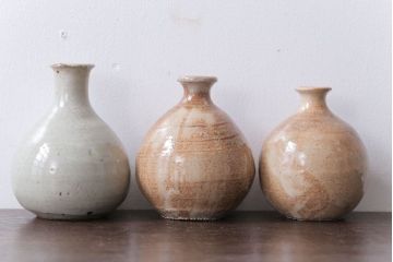アンティーク雑貨　人間国宝　松井康成　月崇寺窯　一輪挿し(花瓶・徳利)3点