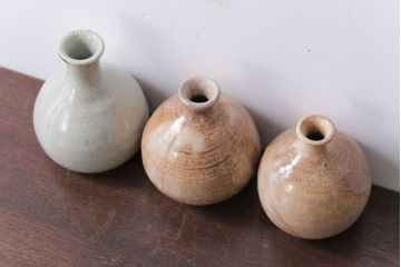 アンティーク雑貨　人間国宝　松井康成　月崇寺窯　一輪挿し(花瓶・徳利)3点