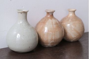 アンティーク雑貨　人間国宝　松井康成　月崇寺窯　一輪挿し(花瓶・徳利)3点