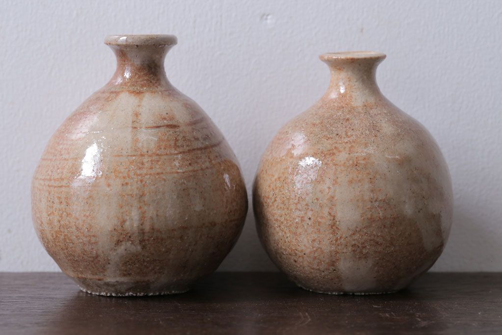 アンティーク雑貨　人間国宝　松井康成　月崇寺窯　一輪挿し(花瓶・徳利)3点