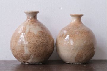 アンティーク雑貨　人間国宝　松井康成　月崇寺窯　一輪挿し(花瓶・徳利)3点