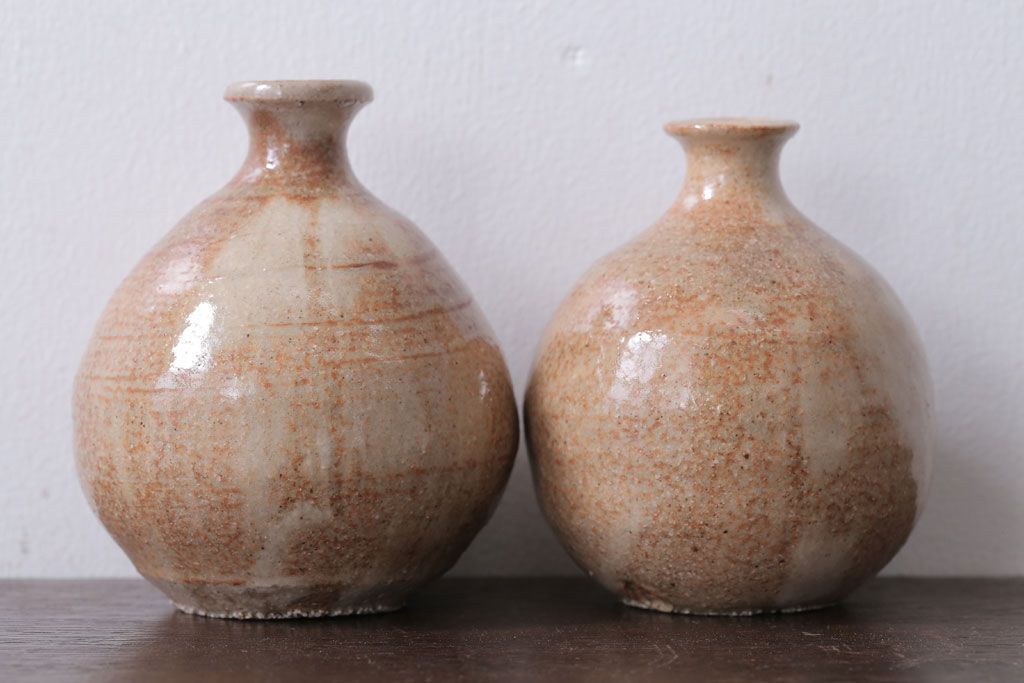 アンティーク雑貨　人間国宝　松井康成　月崇寺窯　一輪挿し(花瓶・徳利)3点