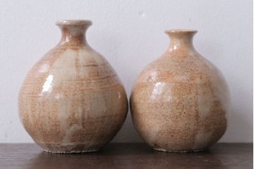 アンティーク雑貨　人間国宝　松井康成　月崇寺窯　一輪挿し(花瓶・徳利)3点