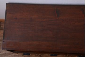 アンティーク家具　アンティーク　気泡ガラス入り鉄脚ローボード