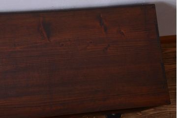 アンティーク家具　アンティーク　気泡ガラス入り鉄脚ローボード