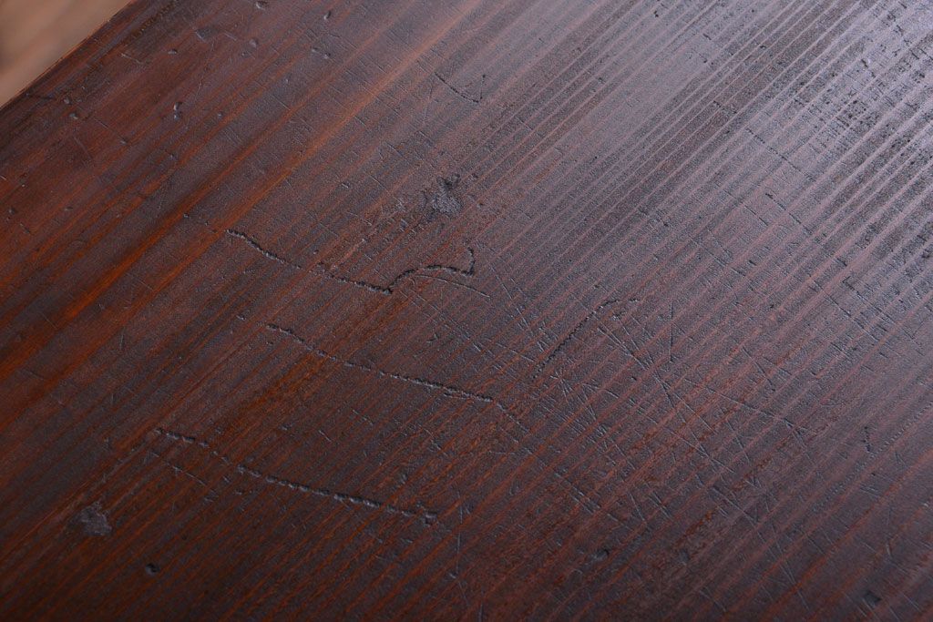 アンティーク家具　アンティーク　気泡ガラス入り鉄脚ローボード