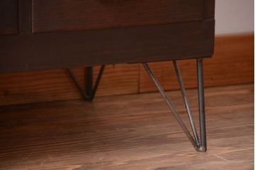 アンティーク家具　アンティーク　気泡ガラス入り鉄脚ローボード