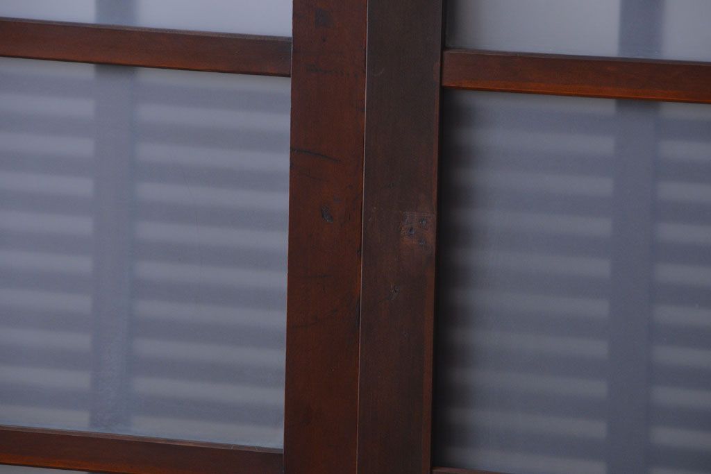 アンティーク　背のたかい格子デザインが和風なガラス戸2枚セット