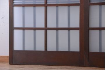 アンティーク　背のたかい格子デザインが和風なガラス戸2枚セット