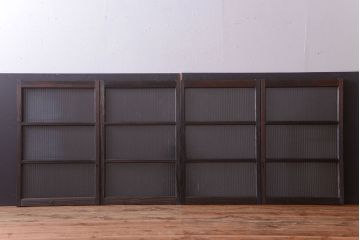 昭和レトロ　モールガラス入りアンティーク引き戸4枚セット(窓)