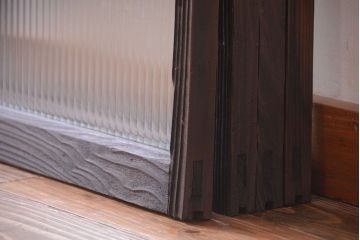 昭和レトロ　モールガラス入りアンティーク引き戸4枚セット(窓)