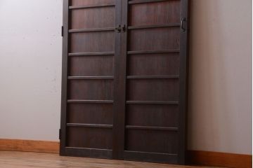 【商談品】古民具・骨董　古い木の二つ折り舞良扉(ドア)