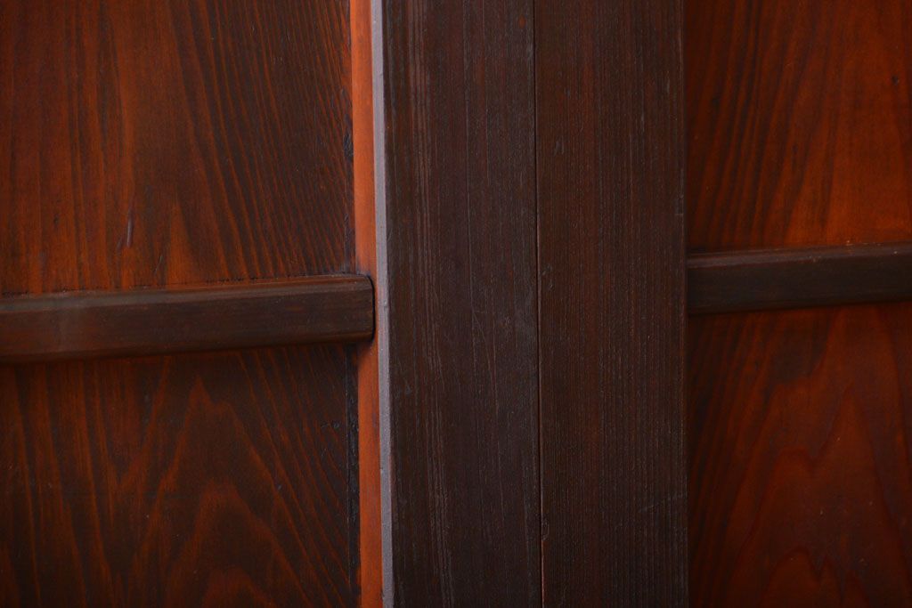 【商談品】古民具・骨董　古い木の二つ折り舞良扉(ドア)