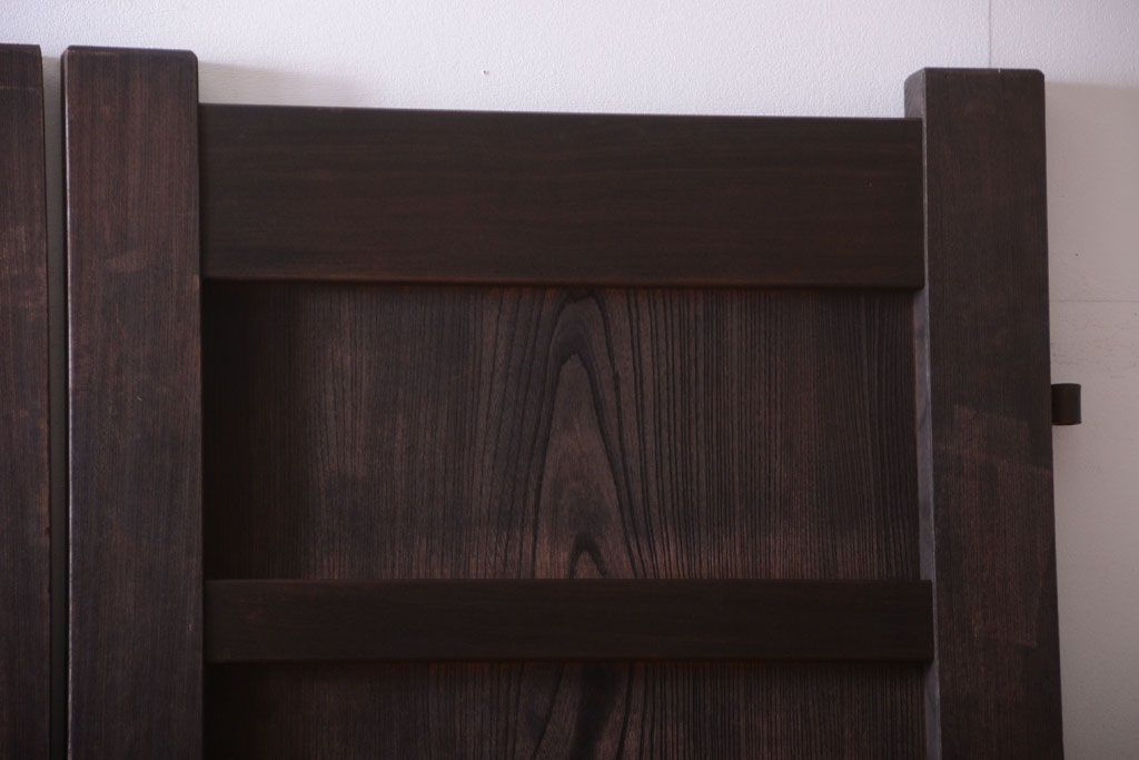 古民具・骨董　両開き　一枚板が美しい総欅材の高級アンティーク門扉一対