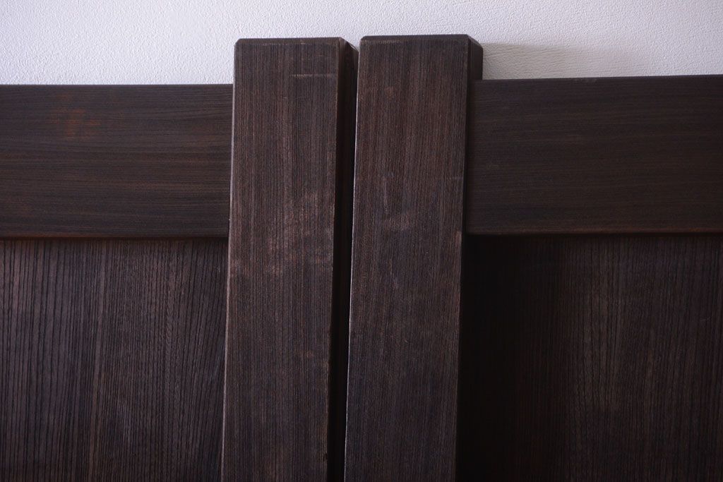 古民具・骨董　両開き　一枚板が美しい総欅材の高級アンティーク門扉一対