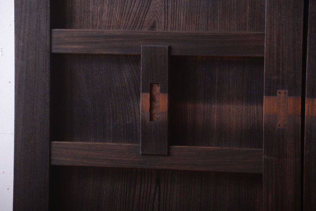 古民具・骨董　両開き　一枚板が美しい総欅材の高級アンティーク門扉一対