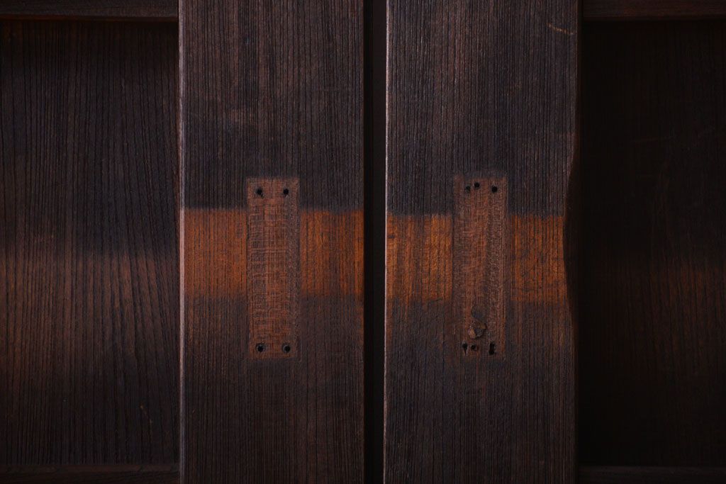 古民具・骨董　両開き　一枚板が美しい総欅材の高級アンティーク門扉一対