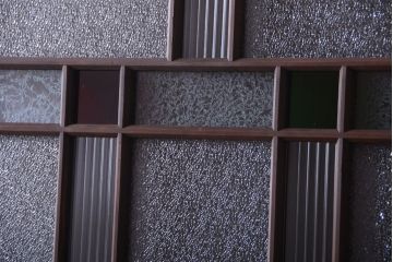 和製アンティーク　当時物色ガラス入り!引き戸2枚セット