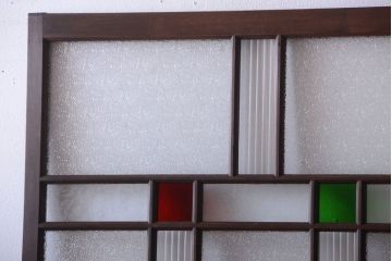 和製アンティーク　当時物色ガラス入り!引き戸2枚セット