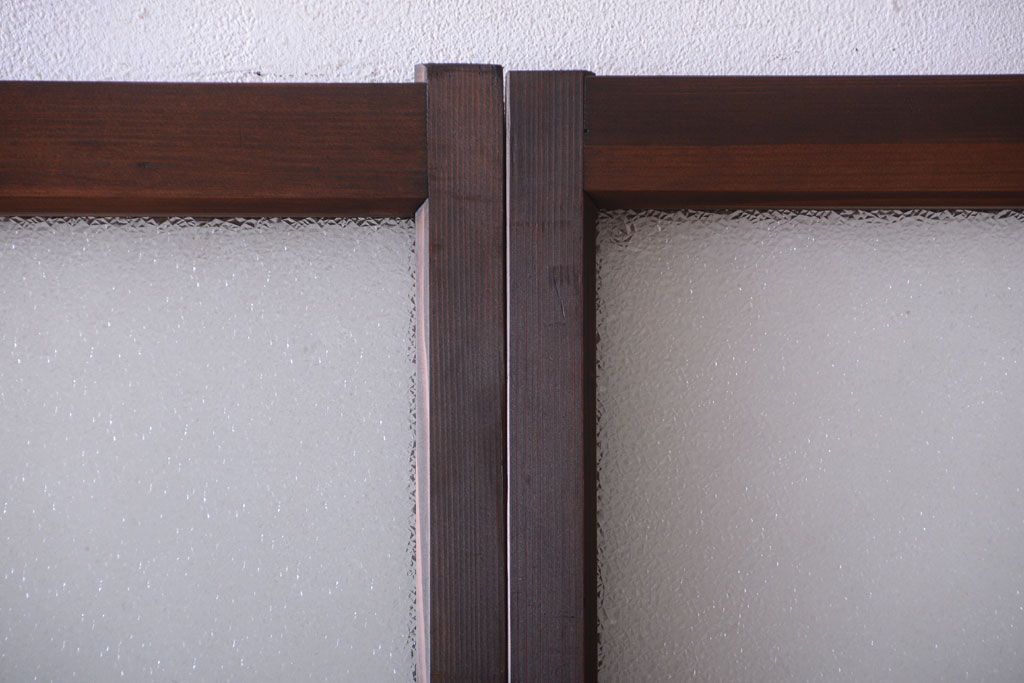 和製アンティーク　当時物色ガラス入り!引き戸2枚セット