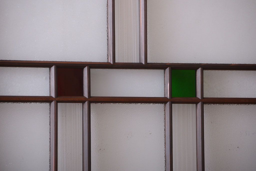 和製アンティーク　当時物色ガラス入り!引き戸2枚セット