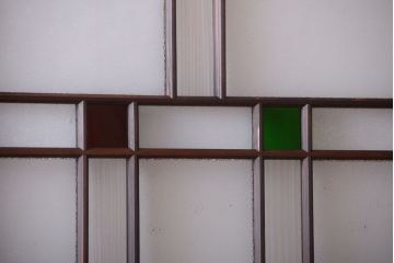 和製アンティーク　当時物色ガラス入り!引き戸2枚セット