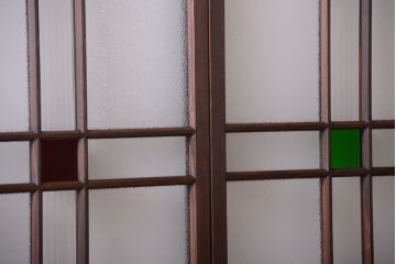 和製アンティーク　当時物色ガラス入り!引き戸2枚セット