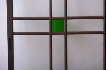 和製アンティーク　当時物色ガラス入り!引き戸2枚セット