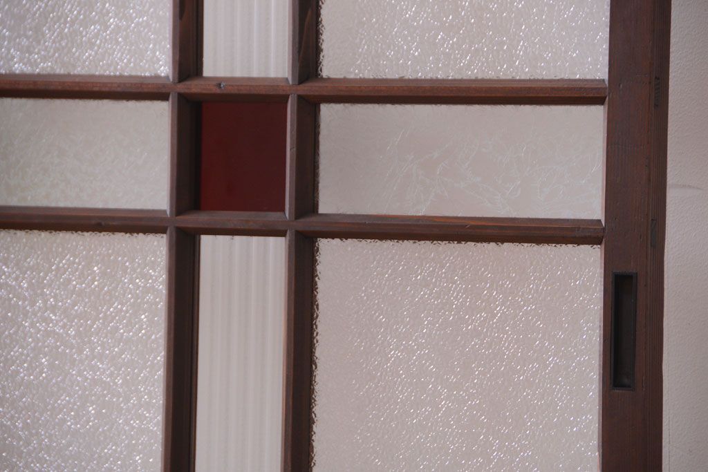 和製アンティーク　当時物色ガラス入り!引き戸2枚セット