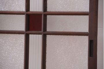 和製アンティーク　当時物色ガラス入り!引き戸2枚セット