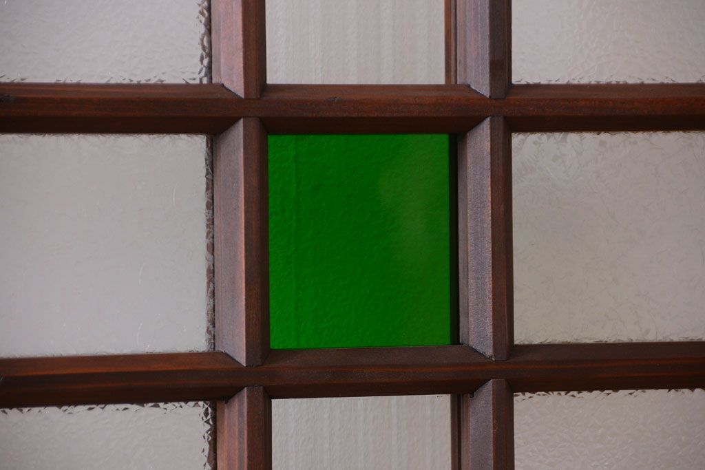 和製アンティーク　当時物色ガラス入り!引き戸2枚セット