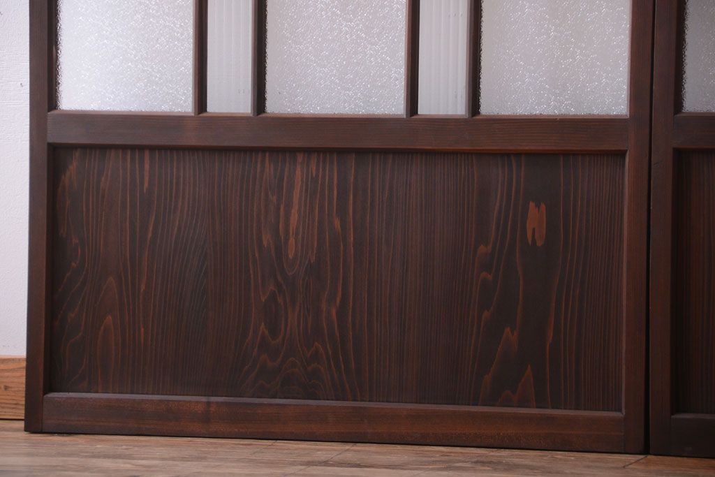 和製アンティーク　当時物色ガラス入り!引き戸2枚セット