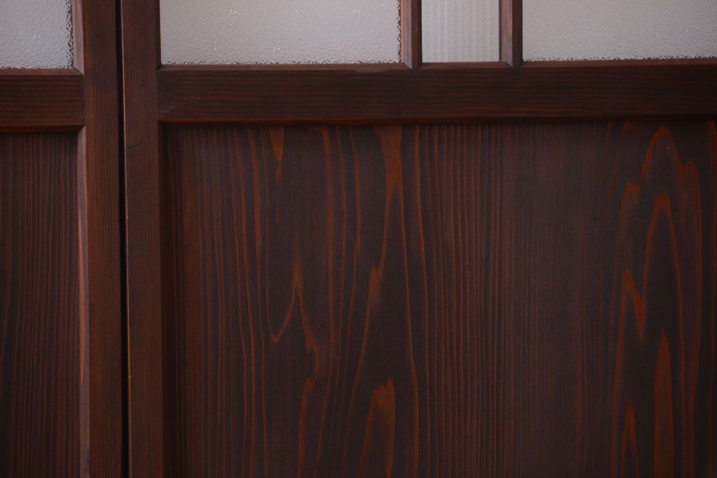 和製アンティーク　当時物色ガラス入り!引き戸2枚セット