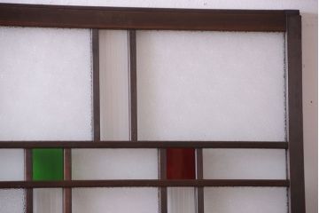 和製アンティーク　当時物色ガラス入り!引き戸2枚セット