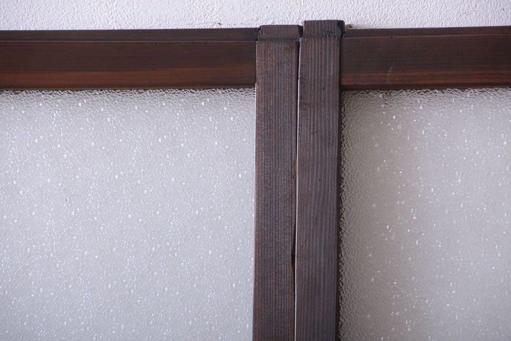 和製アンティーク　当時物色ガラス入り!引き戸2枚セット