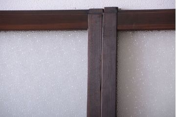 和製アンティーク　当時物色ガラス入り!引き戸2枚セット