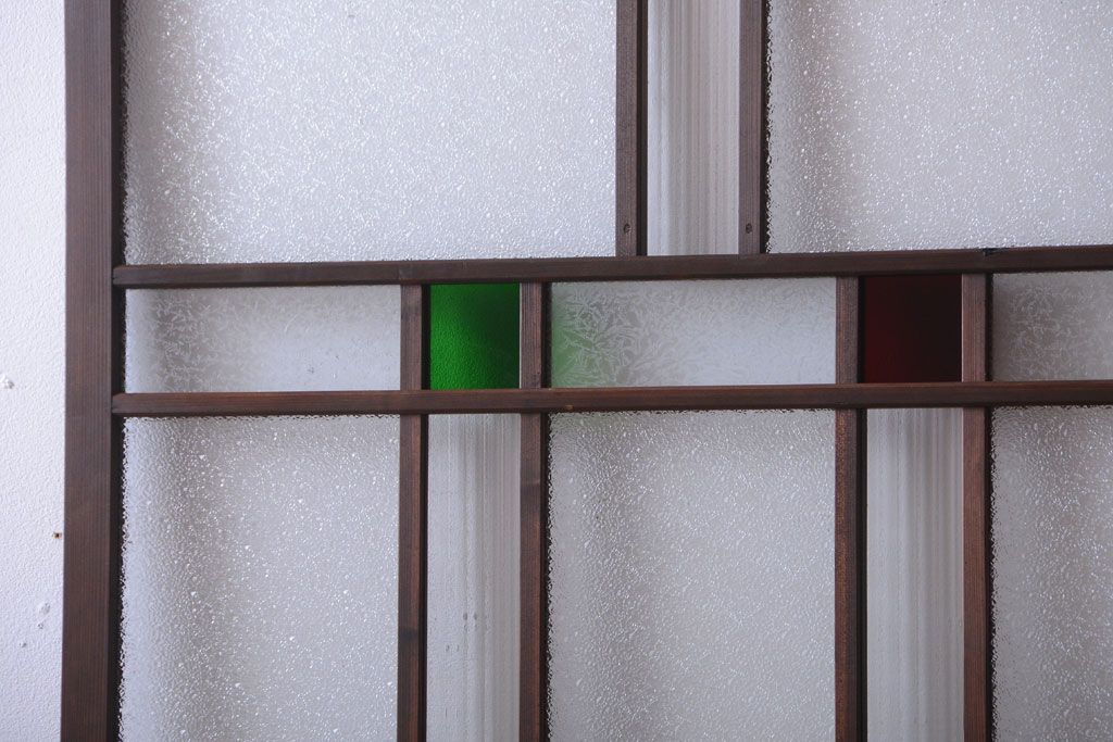 和製アンティーク　当時物色ガラス入り!引き戸2枚セット