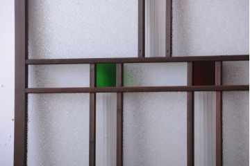 和製アンティーク　当時物色ガラス入り!引き戸2枚セット