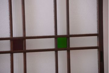 和製アンティーク　当時物色ガラス入り!引き戸2枚セット
