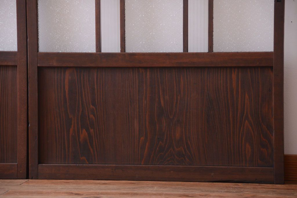 和製アンティーク　当時物色ガラス入り!引き戸2枚セット