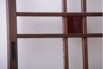 和製アンティーク　当時物色ガラス入り!引き戸2枚セット