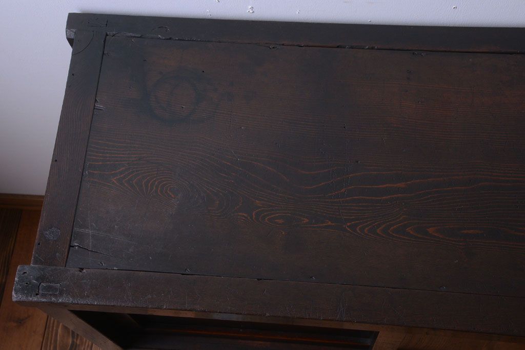 アンティーク家具　古民具・骨董　横桟引き戸の時代戸棚(水屋箪笥)