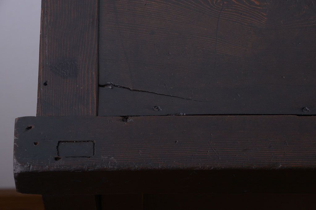 アンティーク家具　古民具・骨董　横桟引き戸の時代戸棚(水屋箪笥)