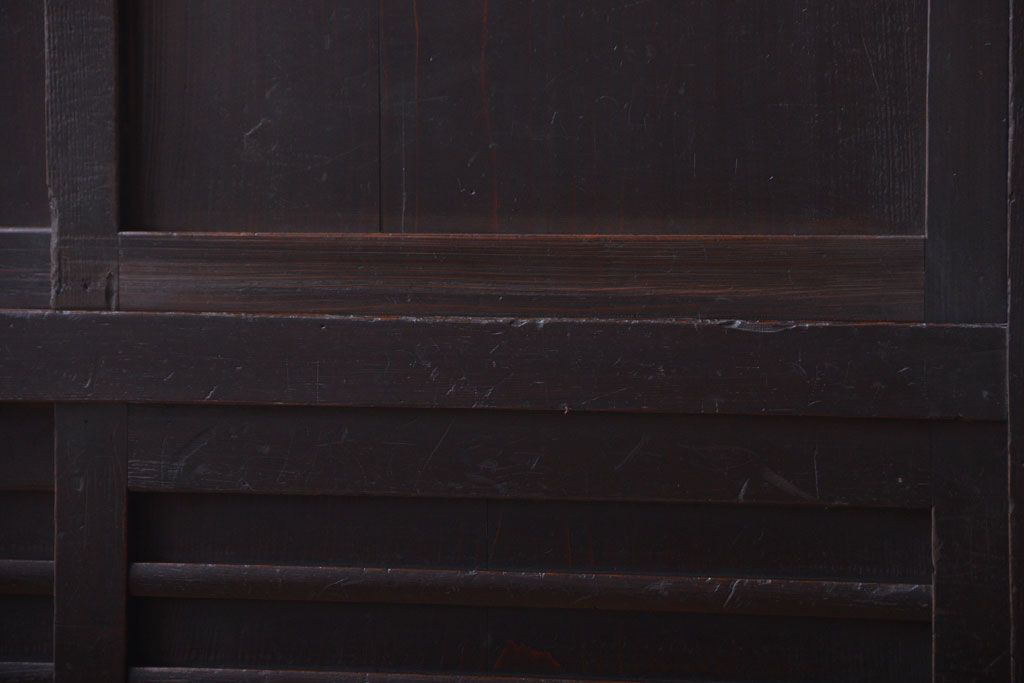 アンティーク家具　古民具・骨董　横桟引き戸の時代戸棚(水屋箪笥)