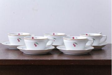 イタリアRichard Ginori(リチャードジノリ)　ボンジョルノチェリー　カップ&ソーサー5客セット(洋食器)